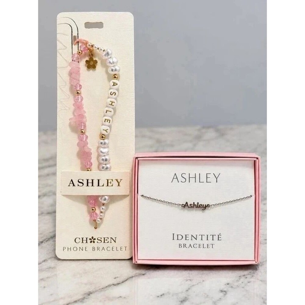 NEW Personalized Letter A Names Wrist Bracelet & Phone Bracelet Set